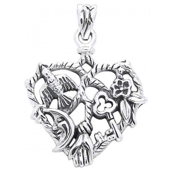 Cimaruta Heart Sterling Silver Witches Charm