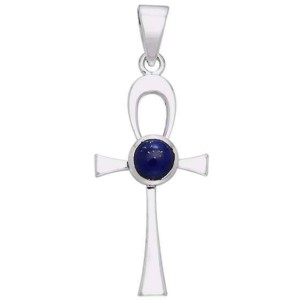 Ankh Egyptian Pendant with Lapis Gem