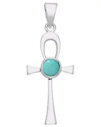 Ankh Egyptian Pendant with Turquoise Gem