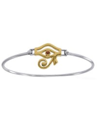 Eye of Horus Sterling and Gold Bangle Bracelet