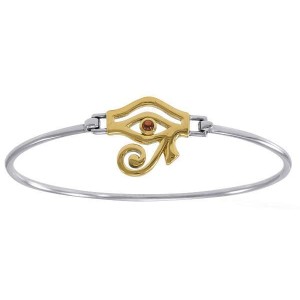 Eye of Horus Sterling and Gold Bangle Bracelet