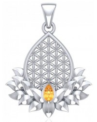 Lotus Flower of Life Citrine Pendant