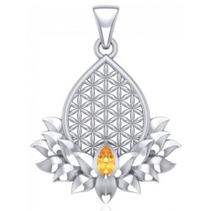 Lotus Flower of Life Citrine Pendant