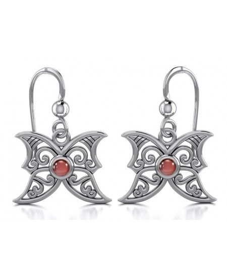 Garnet Blue Moon Silver Earrings