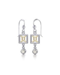 Gemini Zodiac Sign Earrings with Mother of Pearl