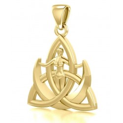 Trinity Goddess Solid Gold Pendant