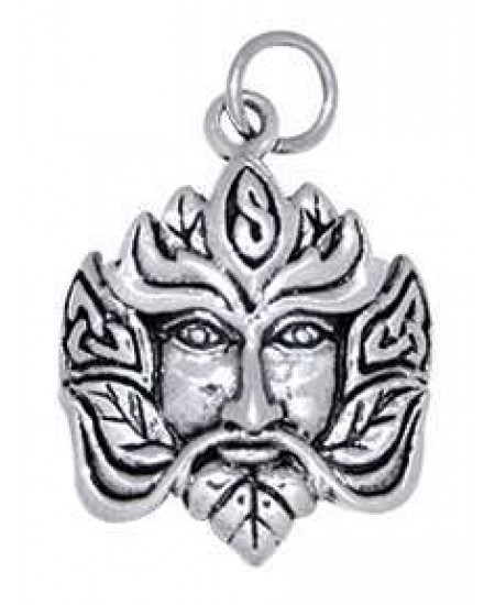 Green Man Sterling Silver Charm