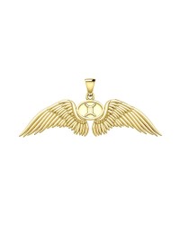 Guardian Angel Wings 14K Gold Pendant with Gemini Zodiac Sign 