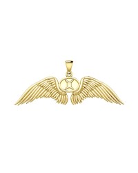 Guardian Angel Wings 18K Gold Pendant with Gemini Zodiac Sign 