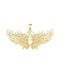 Guardian Angel Wings 14K Gold Pendant with Scorpio Zodiac Sign 