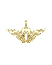Guardian Angel Wings 18K Gold Pendant with Taurus Zodiac Sign 