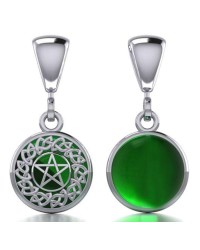 Celtic Hidden Pentacle Sterling Silver Emerald Pendant
