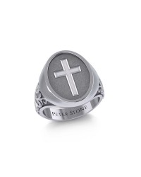 Modern Cross Mens Signet Ring