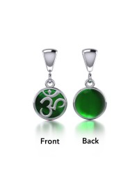 Om Silver Flip Pendant with Emerald Gem