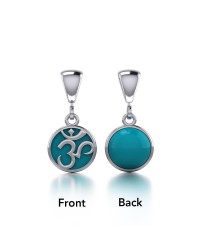 Om Silver Flip Pendant with Turquoise Gem
