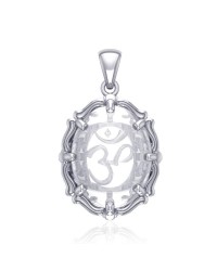 Om Natural Clear Quartz Pendant