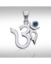 Om Sterling Silver Azurite Pendant