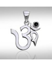 Om Sterling Silver Black Onyx Pendant