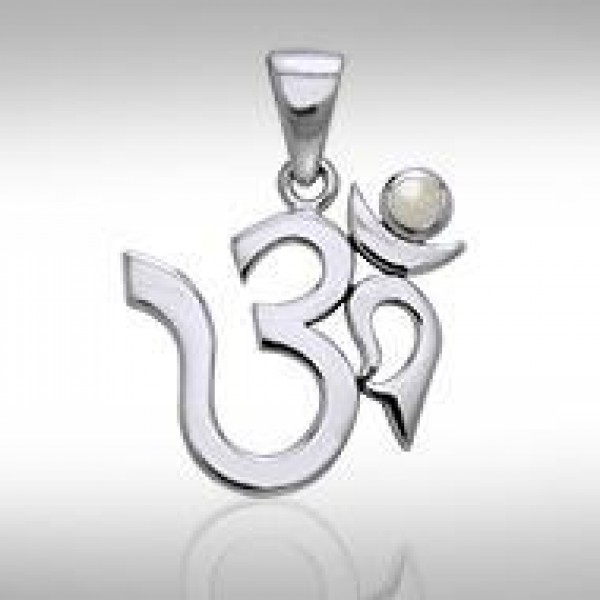 Om Sterling Silver Mother of Pearl Pendant