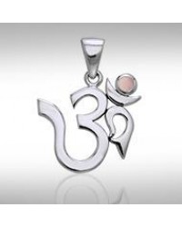 Om Sterling Silver Pink Shell Pendant