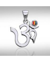 Om Sterling Silver Rainbow Pendant