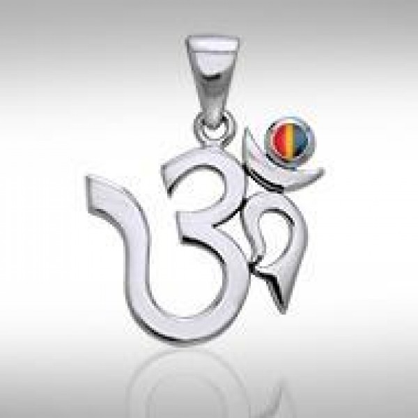 Om Sterling Silver Rainbow Pendant