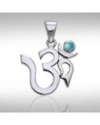 Om Sterling Silver Turquoise Pendant