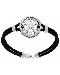 Pentagram Moon Phase Sterling Silver Bracelet