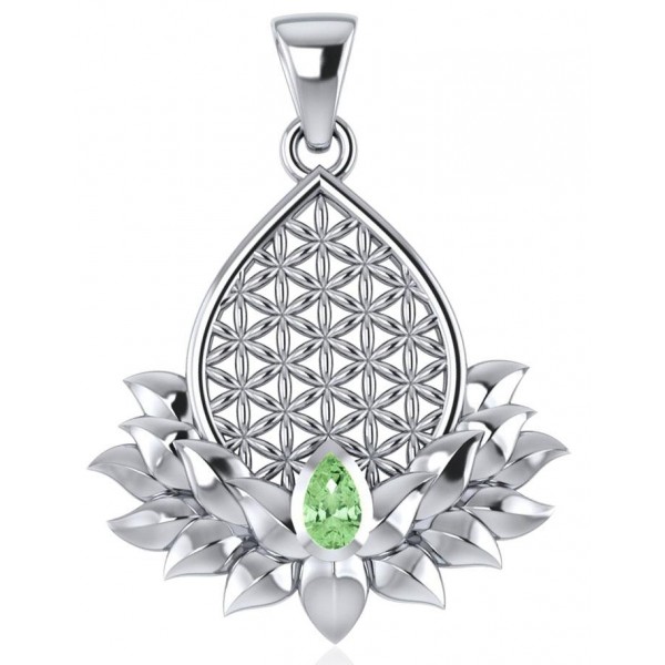 Lotus Flower of Life Peridot Pendant