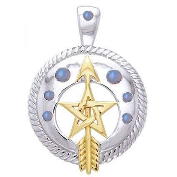 Pentacle Gemstone Sterling and Gold Vermeil Pendant