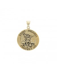 Saint Michael Solid Gold Medium Pendant