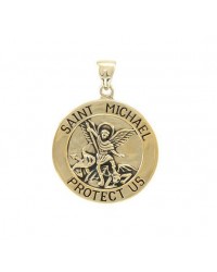 Saint Michael Solid Gold Small Pendant