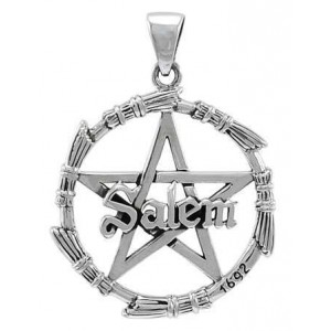 Salem Pentagram Broom Sterling Silver Pendant