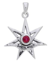 Salem Witch 7 Pointed Star Garnet Pendant