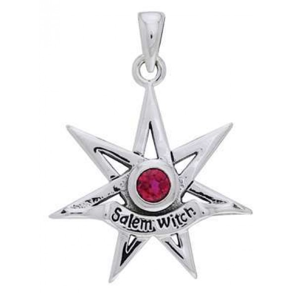 Salem Witch 7 Pointed Star Garnet Pendant