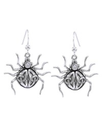 Spider with Triquetra Silver Earrings