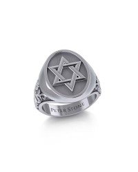 Star of David Mens Signet Ring