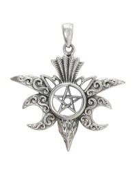 Raven Pentacle Moon Mystical Pendant