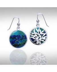 Tree of Life Azurite Silver Earrings