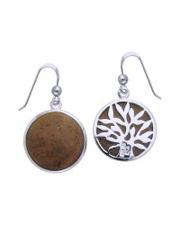 Tree of Life Black Cubic Zirconia Silver Earrings