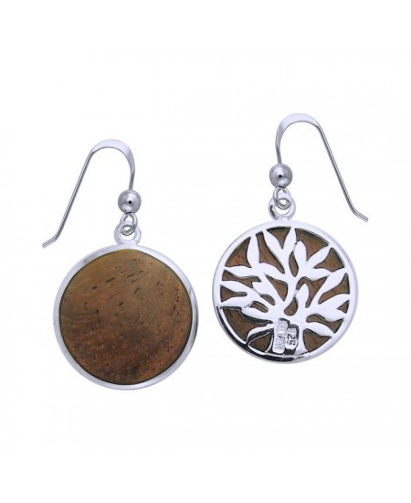Tree of Life Black Cubic Zirconia Silver Earrings