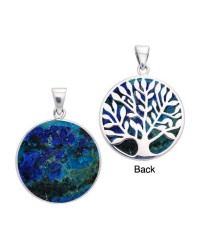 Tree of Life Azurite Silver Pendant 