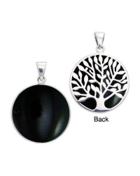 Tree of Life Black Onyx Silver Pendant 