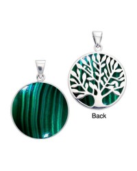 Tree of Life Malachite Silver Pendant 