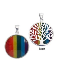 Tree of Life Rainbow Silver Pendant 
