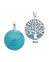 Tree of Life Turquoise Silver Pendant 