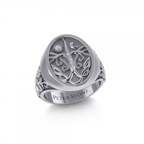 Tree of Life Mens Signet Ring