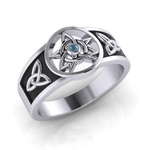 Celtic Trinity Pentacle Blue Topaz Ring