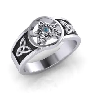 Celtic Trinity Pentacle Blue Topaz Ring