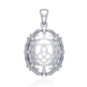 Trinity Heart Natural Clear Quartz Pendant